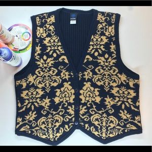 80s sweater vest, brocade pattern